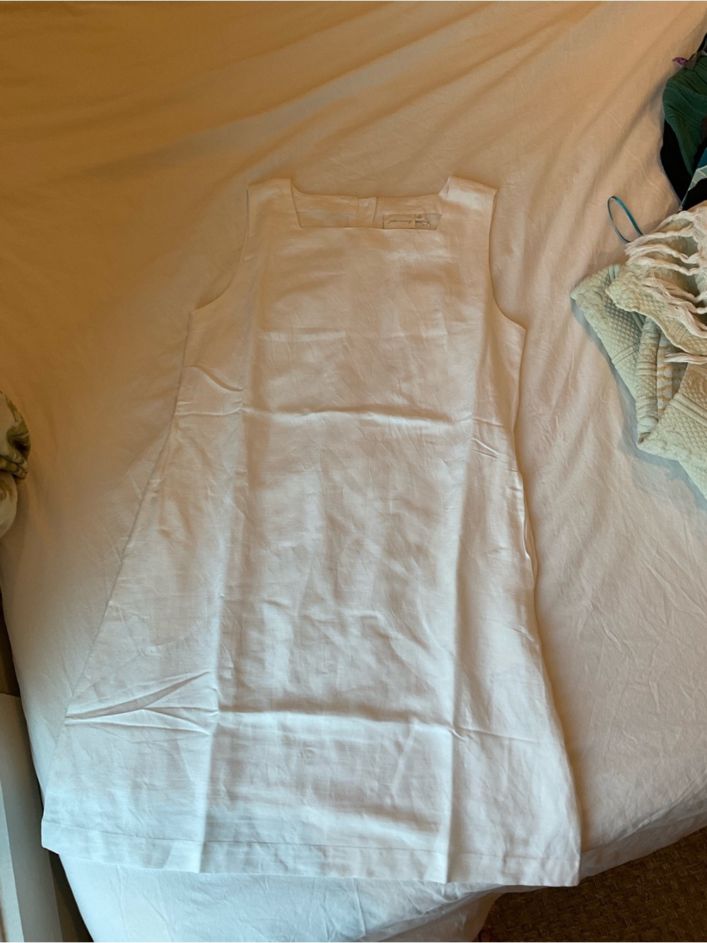 Julia Amory White Sleeveless A-Line Linen mini dress